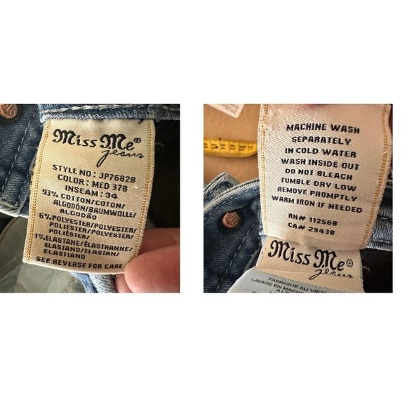 Miss Me Signature Boot Denim Jeans  29 Embellished Back Flap Pockets Dis… - Picture 11 of 12